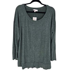 New directions studio womens XL green super soft ribbed cuffs and hem NWT